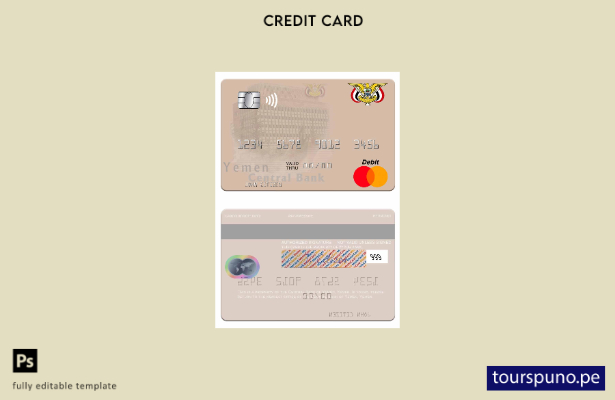 lista para imprimir la plantilla mastercard del Banco Central de Yemen